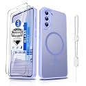 Dizn for Samsung Galaxy S21 FE Phone Case:[???????????? ???????????? ????????????][Mag-Safe Fit]with Tempered Screen Protector,Slim Cover,with Strap &amp; Military Grade Lens Protector S 21FE,Funda para S21FE,Light Purple