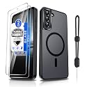 Dizn for Samsung Galaxy S21 FE Phone Case:[???????????? ???????????? ????????????][Compatible with MagSafe] with Tempered Screen Protector,Slim Cover,with Strap &amp; Military Lens Protector S 21FE,Funda para S21FE,Black