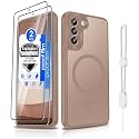 Dizn for Samsung Galaxy S21 Plus Case:Silky Soft Touch Phone Case,with [2 Pcs] Screen Protector,Compatible with MagSafe,Matte Translucent &amp; Military-Grade Shockproof Protective, for S21 Plus,Brown
