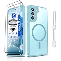 Dizn for Samsung Galaxy S21 Plus Case,with [2 Pack Explosion-Proof Film], Compatible with MagSafe, Matte Translucent and Military-Grade Shockproof for 6.7-Inch S21+ 5G,Light Blue