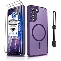 Dizn for Samsung Galaxy S21 Plus Case,with 2 Pcs Explosion-Proof Film,Compatible with MagSafe,S21+ [Slim Soft] Phone Case,Matte Translucent,Military-Grade Shockproof，for S21+,Purple