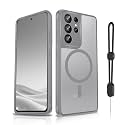 Dizn for Samsung Galaxy S21 Ultra Case:[???????????? ???????????? ????????????],with Strap,Magnetic Soft Slim,Matte Translucent Cover &amp; Military Grade Shockproof Protection for S 21 Ultra,Grey
