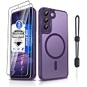 Dizn for Samsung Galaxy S22 Plus Case:Fit for MagSafe, with [2 Pcs] Screen Protector,Band, Matte Translucent Slim Smoot Soft Touch,Military-Grade Magnetic Protective for S22+,Purple