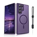 Dizn for Samsung Galaxy S22 Ultra Case:[???????????? ???????????? ????????????][Mag-Safe Fit] Full Camera Protective Lens,Slim Soft Skin Feel Cover,with Wrist Band,Matte Translucent Funda para S22 Ultra,Purple