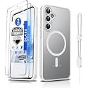 Dizn for Samsung Galaxy S23 FE Phone Case,[Not Fit S23],with 2 Tempered Glass Screen Protector,[Fit for MagSafe],Matte Translucent,Military-Grade Shockproof for S23FE,Funda para S 23 FE (6.4"),White