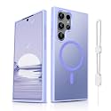 Dizn for Samsung Galaxy S23 Ultra Cover,S 23 Ultra Phone Case,[Not Fit S23],Compatible with MagSafe, with Wrist Band Matte Translucent &amp; Military-Grade Magnetic Shockproof, S23Ultra,Light Purple