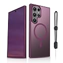Dizn for Samsung Galaxy S23 Ultra Cover,S 23 Ultra Phone Case,[Not Fit S23],Compatible with MagSafe, with Wrist Band Matte Translucent &amp; Military-Grade Magnetic Shockproof, S23Ultra, Wine Red