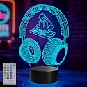 DJ Gifts, DJ Night Light, Music 3D Illusion Lamp with 16 Colors Changing, Remote Control with Timer, Mancave Room Decor for Holiday Birthday Christmas