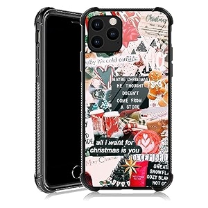 djsok case compatible with case for iphone 13 mini winter collage christmas377 iphone 13 mini cases with 4 corners shockproof protection soft silicone tpu bumper and hard pc pattern back case