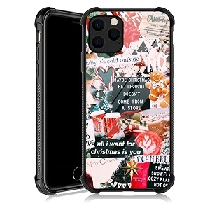 djsok case compatible with case for iphone 13 mini winter collage christmas377 iphone 13 mini cases with 4 corners shockproof protection soft silicone tpu bumper and hard pc pattern back case