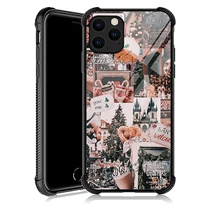 djsok case compatible with iphone 12 case christmas winter collage001 with 4 corners shockproof protection soft silicone tpu bumper and hard pc pattern back case for iphone 12