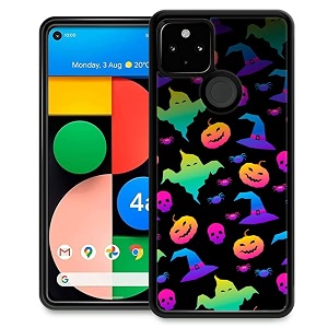 djsok compatible with google pixel 5 caseghost pumpkin for girl men drop protection pattern with soft tpu bumper case for google pixel 5