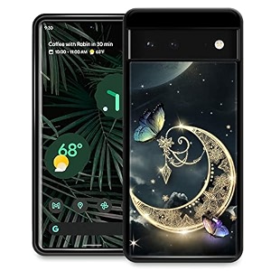 djsok compatible with google pixel 6 casebutterfly moon star for girl men drop protection pattern with soft tpu bumper case for google pixel 6