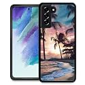 DJSOK Compatible with Samsung Galaxy S23 Plus Case,Beach Palms Sunset for Girl Men Drop Protection Pattern with Soft TPU Bumper Case for Samsung Galaxy S23 Plus