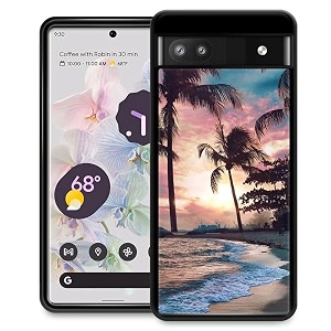 djsok compatible with google pixel 6a casebeach palms sunset for girl men drop protection pattern with soft tpu bumper case for google pixel 6a