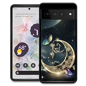 djsok compatible with google pixel 7 pro casebutterfly moon star for girl men drop protection pattern with soft tpu bumper case for google pixel 7 pro