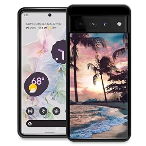djsok compatible with google pixel 7 pro casebeach palms sunset for girl men drop protection pattern with soft tpu bumper case for google pixel 7 pro