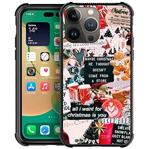 djsok compatible with iphone 14 plus case winter collage christmas377 iphone 14 plus cases with 4 corners shockproof protection soft silicone tpu bumper and hard pc pattern back case