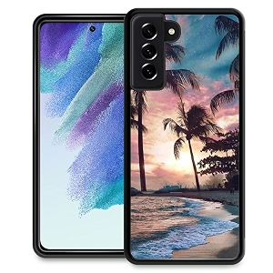 djsok compatible with samsung galaxy s23 casebeach palms sunset for girl men drop protection pattern with soft tpu bumper case for samsung galaxy s23