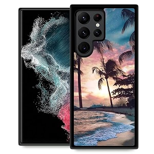 djsok compatible with samsung galaxy s23 ultra casebeach palms sunset for girl men drop protection pattern with soft tpu bumper case for samsung galaxy s23 ultra