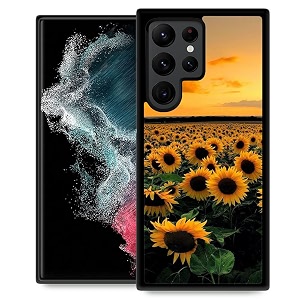 djsok compatible with samsung galaxy s23 ultra casesunflower field for girl men drop protection pattern with soft tpu bumper case for samsung galaxy s23 ultra