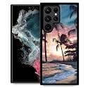 DJSOK Compatible with Samsung Galaxy S23 Ultra Case,Beach Palms Sunset for Girl Men Drop Protection Pattern with Soft TPU Bumper Case for Samsung Galaxy S23 Ultra