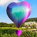 DJUAN 15in Large Heart Wind Spinner Garden Decor,Gifts for Women,Mom and Grandma,Mother's Day,Birthdays, Purple-Green Stainless Steel Hanging Yard Art Outdoor &amp; Indoor Decorations