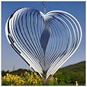 DJUAN Wind Spinner Outdoor Metal Decorations,Silver Heart Wind Spinners for Yard and Garden,Stainless Steel Wind Chimes for Outside Decor,Birthday Gifts for Mom,Mother's Day,Aunt Gifts