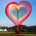 DJUAN Wind Spinner Red-Yellow Gradient Love Heart 3D Metal Hanging Wind Spinners Worth Gift Stainless Steel Yard Art Decorations Indoor/Outdoor Kinetic Wind Sculptures & Spinners