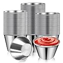 DJZZ 50 Pcs Metal Sauce Cups 2.5oz Ramekins, Stainless Steel Dipping Sauce Cups Metal Condiment Container Reusable Round Butter Dressing Restaurant Small Bowls (50)