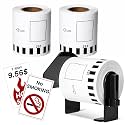 DK-2251 Compatible with Brother 2-3/7" x 50' Black/Red on White Paper Label