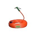 Garden Water Hose Pipe with High Pressure Lever Spray Gun &amp; Accessories &amp; Brass Nozzle For Garden/Car Washing/bike wash/pet bath (15 MTR LENGTH Hose With Spray Gun, Orange Hose)