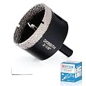 DKIBBITH 2-1/8" Diamond Hole-Saw Bits with Pilot Drill Bit - 2-1/8" Diamond Tipped Tile Hole Saws with Guiding Bit for Porcelain Tile Ceramic Pottery Granite Stone Glass Bottles 55mm.