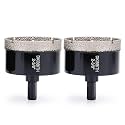 DKIBBITH 2-3/8" Diamond Hole-Saw Bits with Pilot Drill Bit - 2Pack 2-3/8" Diamond Tipped Tile Hole Saws with Guiding Bit for Porcelain Tile Ceramic Pottery Granite Stone Glass Bottles 60mm.