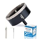 DKIBBITH 3-3/8" Diamond Hole-Saw Bits with Pilot Drill Bit - 3-3/8" Diamond Tipped Tile Hole Saws with Guiding Bit for Porcelain Tile Ceramic Pottery Granite Stone Glass Bottles 85mm.