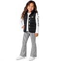 DKNY Girls 3 Piece Puffer Vest Shirt and Flare Leggings Set
