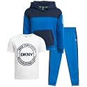 DKNY Toddler Boys' Jogger Set - 3 Piece Short Sleeve Graphic T-Shirt, Pullover Hoodie, and Jogger Sweat Pants (Sizes: 4-7)