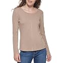 DKNY Women's Crewneck Long Sleeve Layering Top