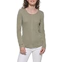 DKNY Women's Crewneck Long Sleeve Layering Top