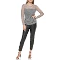 DKNY Women's Mesh Side Ruching Lightweight Sportswear Top