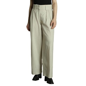 DL Woman Grey Solid Mid-Rise Trousers