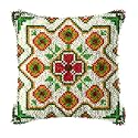 DL-YTG DIY Latch Hook Kits Throw Pillow Flowers Cover Rug Pattern Color Printed Canvas16X17 inch, Crochet Needlework Crafts for Adults
