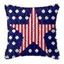 DL-YTG DIY Latch Hook Kits Throw Pillow Five Stars Cover Rug Pattern Color Printed Canvas16X16 inch, Crochet Needlework Crafts for Adults