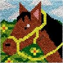 DL-YTG Latch Hook Kits Rug Horse Crochet Yarn Cushion Colour Pre-Printed Canvas Cover Rug Needlework DIY Hook and Latch Kit Christmas Home Decoration 30x30cm/12 X12inch