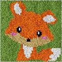DL-YTG Latch Hook Kits Rug Fox Crochet Yarn Cushion Colour Pre-Printed Canvas Cover Rug Needlework DIY Hook and Latch Kit Christmas Home Decoration 30x30cm/12 X12inch