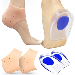 dlala 2 pcs combo silicone heel pads for pain relief  gel heel cups amp cushions for plantar fasciitis soft reusable foot support heel protector for men amp women