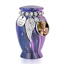Dletay Personalized Small Urns for Human Ashes Keepsake 2.85 Inches Memorial Mini Cremation Urn for Women Men Aluminum Decorative Funeral Urns - Purple Galaxy