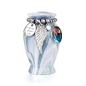 Dletay Personalized Small Urns for Human Ashes Keepsake 2.85 Inches Memorial Mini Cremation Urn for Women Men Aluminum Decorative Funeral Urns - Serene Blue-Green
