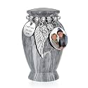 Dletay Personalized Small Urns for Human Ashes Keepsake 2.85 Inches Memorial Mini Cremation Urn for Women Men Aluminum Decorative Funeral Urns - Gray Marble