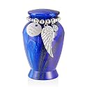 Dletay Small Urns for Human Ashes 2.85 Inch Mini Cremation Urns for Mom Dad Aluminum Keepsake Urns for Ashes Mini Keepsake Sharing Urns-Navy Blue